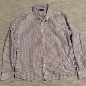 UNTUCKit Men’s Monello Size L Orange Blue Stripe Wrinkle Free Cotton Long Sleeve